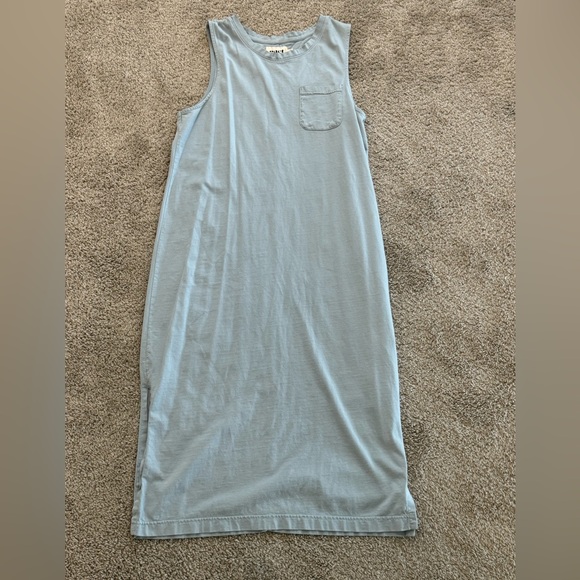 Pact Organic Cotton Side Vent Tank Shirt Midi Dress Size L Large Light blue - Picture 4 of 8